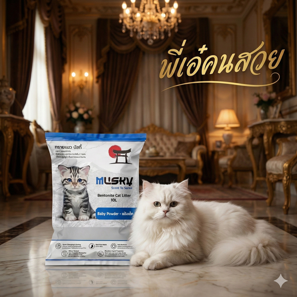 ส่งทันที I คืนคอย 250 I ทรายแมว Musky มัสกี้ 10 ลิตรx2 หนักประมาณ 20 โล