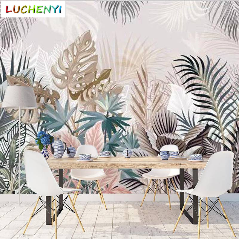 Custom 3d วอลล์เปเปอร์ Tropical Jungle Leaf ดอกไม้ภาพจิตรกรรมฝาผนังการ์ตูนเด็กS Room ตกแต่งบ้านพื้นห