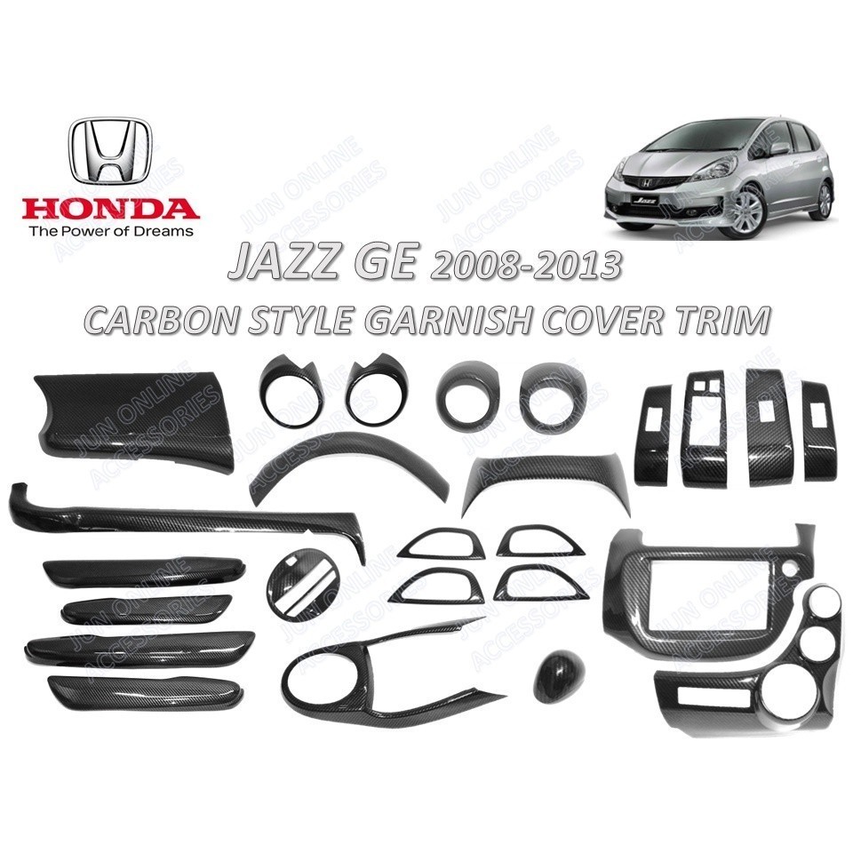 Honda Jazz GE 2008-2013 Carbon Garnish Trim ภายในฝาครอบ Trim คาร์บอน styledecorate