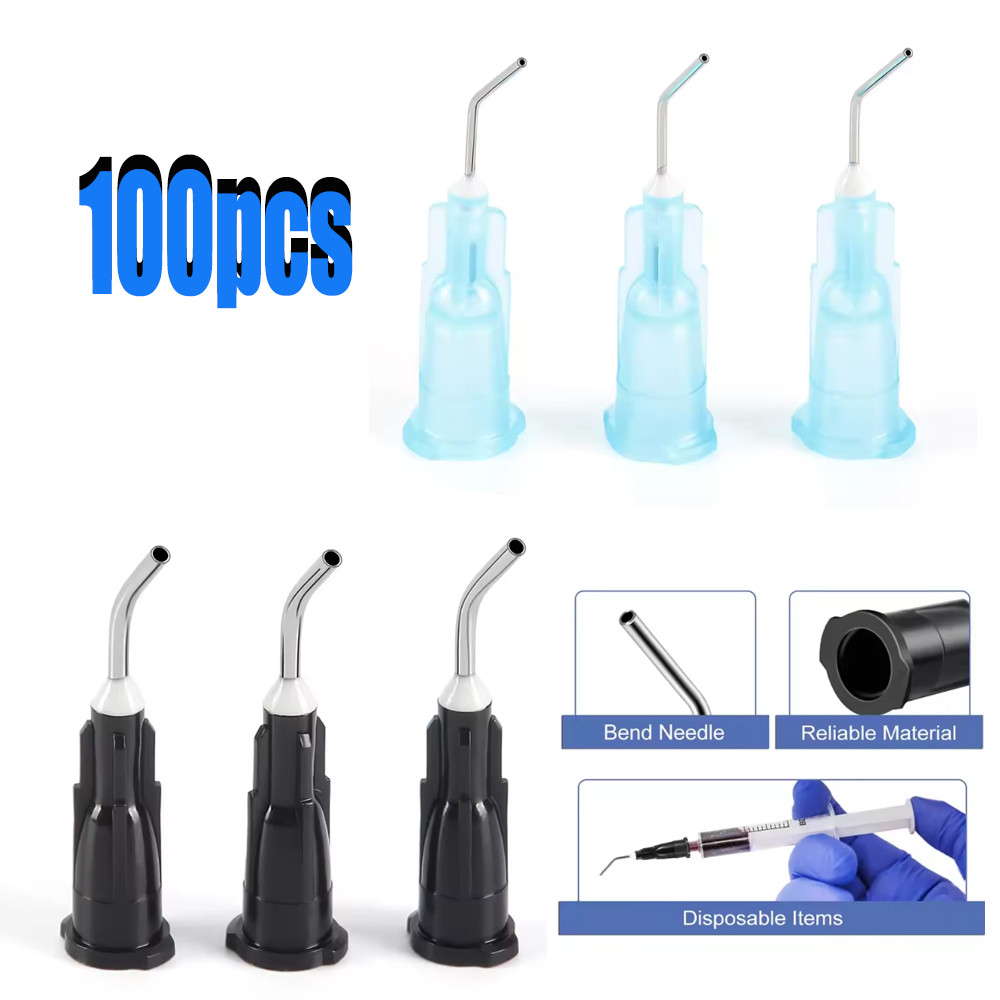 100Pcs/Pack Dental Irrigation Pre Bent Needle Tips Delievery  Tip Dental Tooth Cleaning Oral Care Di