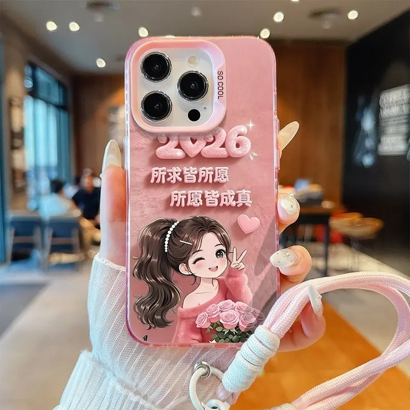 เคสโทรศัพท์ลายสาวน่ารัก ปี 2026 ใช้ได้กับ iPhone 17/16/15/14 Pro Max/12/13/11, X/XS Max/XR, 7/8Plus กันกระแทก ZTMSCY0593