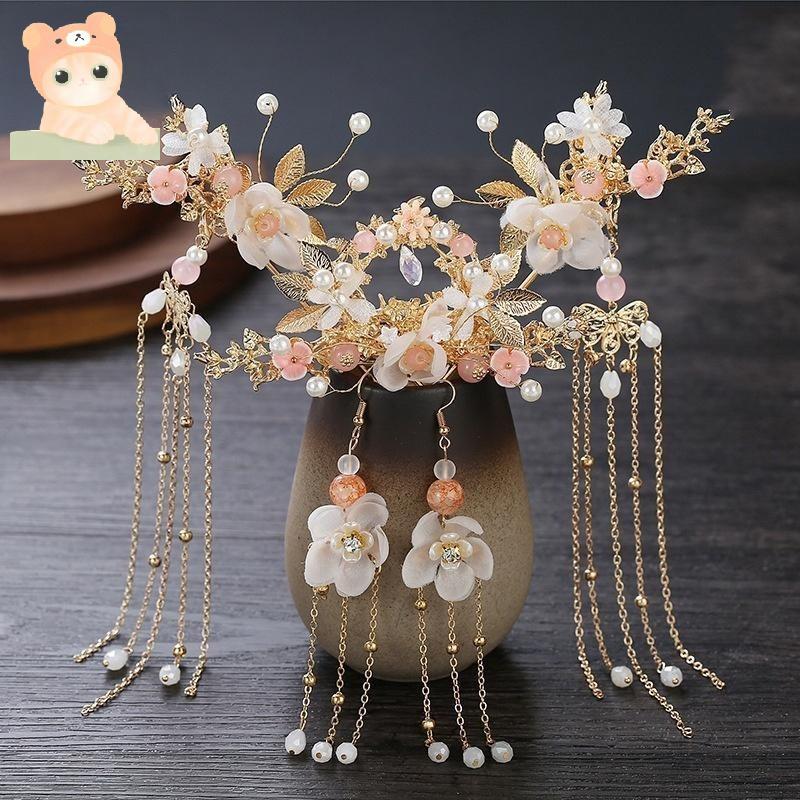 อุปกรณ์แต่งผมHairpins กิ๊บผม ต่างหู พู่ก.registryคริสตัล สไตล์เสื้อผ้าแบบจีนโบราณ สีหลากหลาย