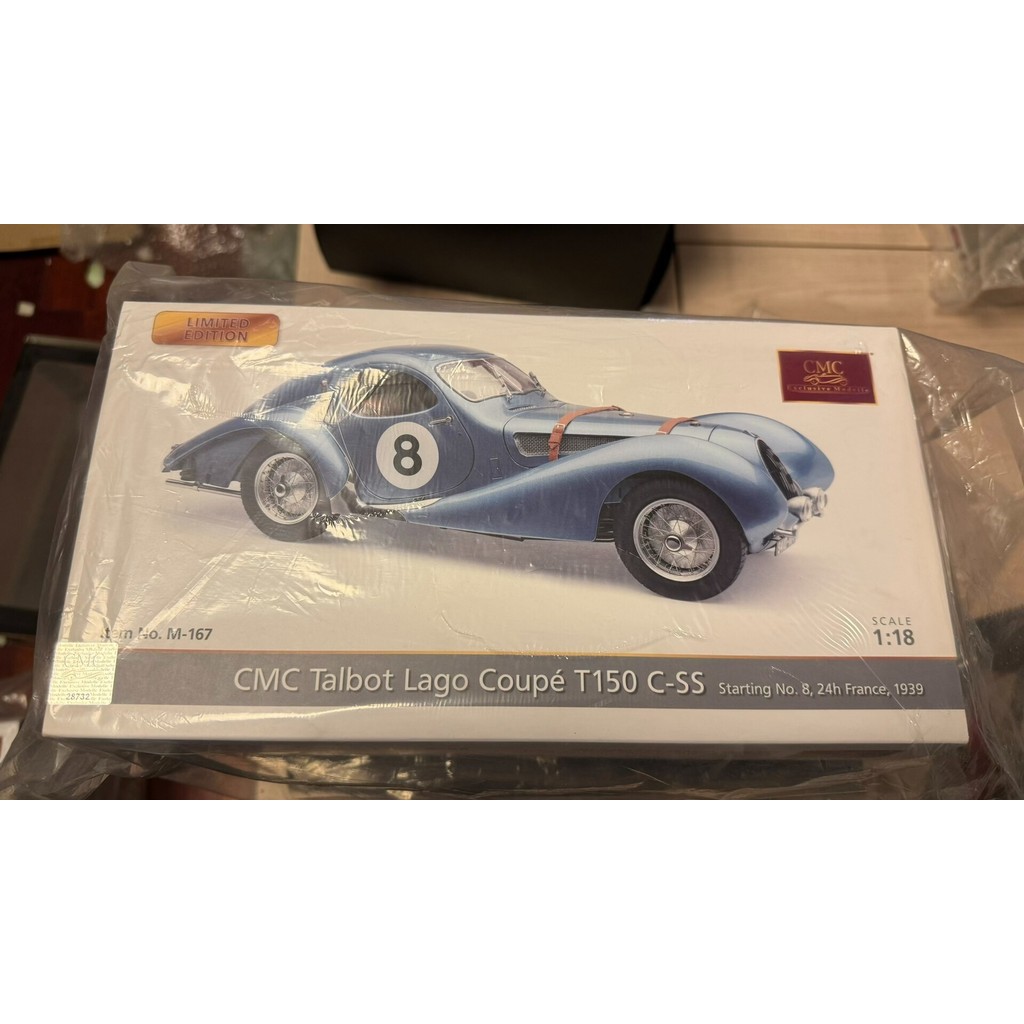 CMC 1/18 Angels Tears Ice Blue No. 8 M-167 Talbot Lago Coupe T150 C-SS 1939 #8 สีฟ้ายี่ห้อใหม่แพคเกจ