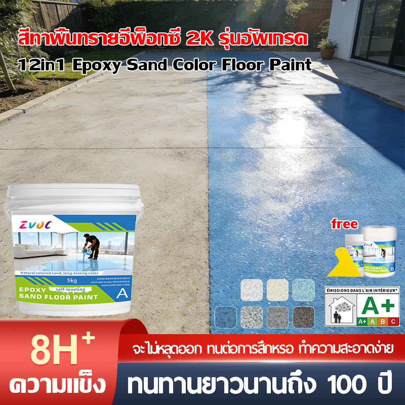 Epoxy paint สีทาพื้นปูน สีทาพื้นลายหินอ่อน กันน้ำ กันลื่น ไม่มีกลิ่น ใช้ในห้องน้ำ ห้องครัว ขายส่ง สี