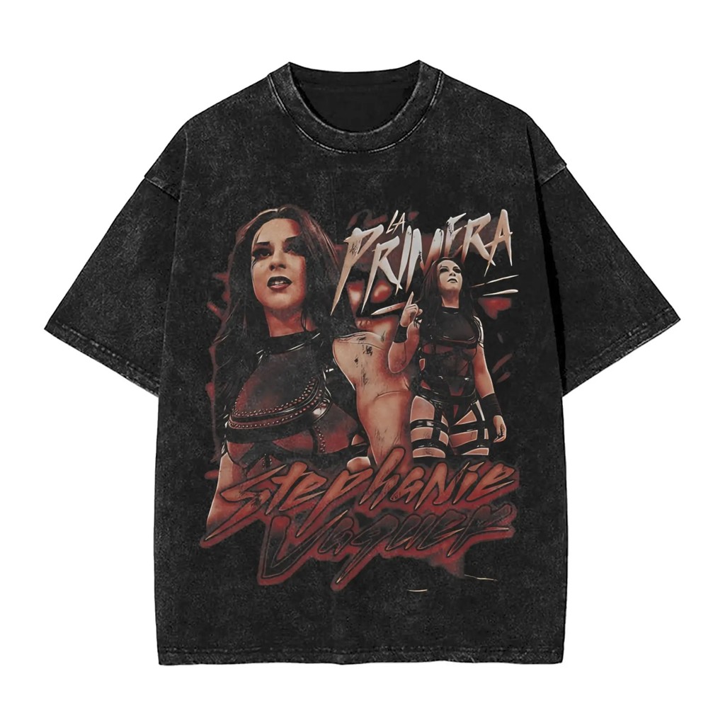 เสื้อยืดกราฟิก Stephanie Vaquer Wrestling ทำจากผ้าฝ้าย heavyweight washed 100%
