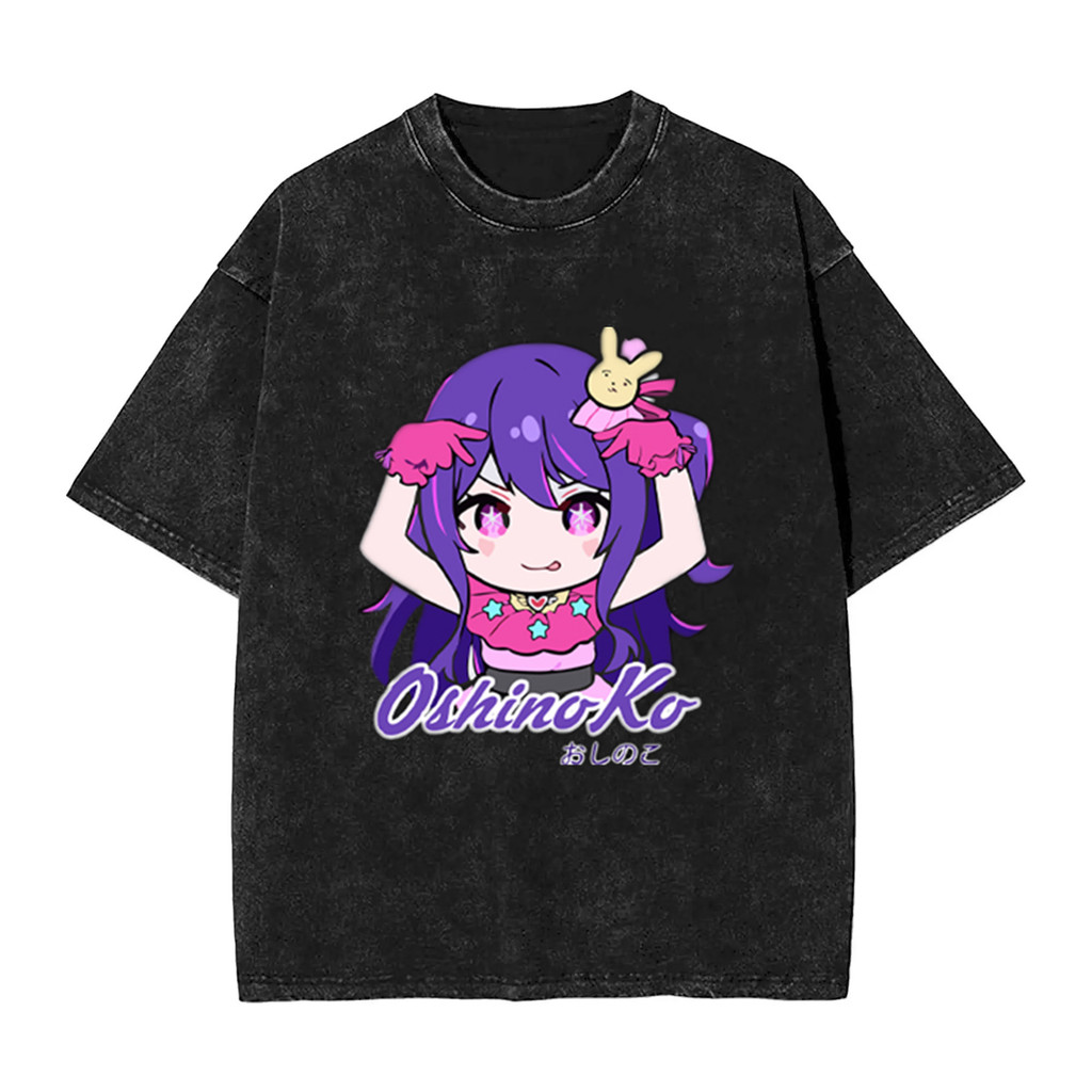 Anime OSHI NO KO graphic 100% Heavyweight cotton Washed short-SLEEVE เสื้อยืด