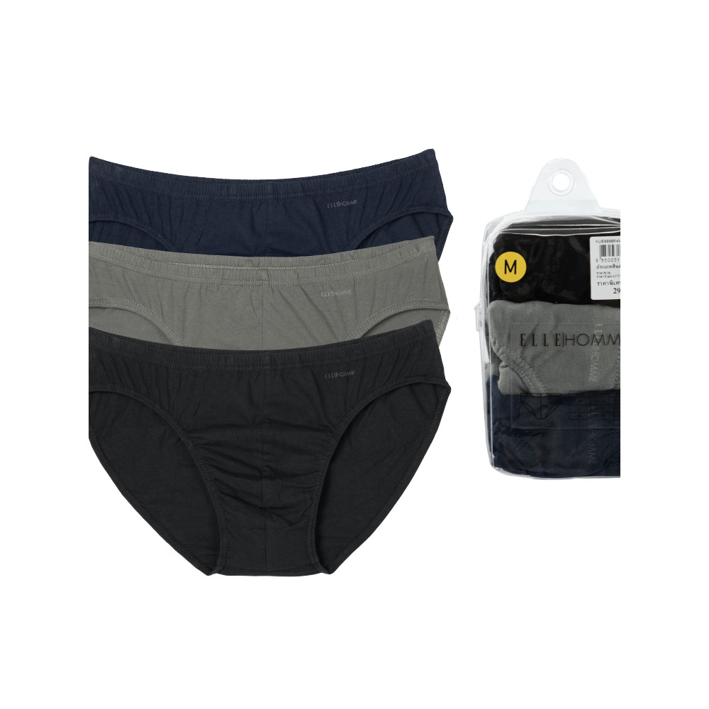 ELLE HOMME | แพ็ค 3 ชิ้น กางเกงในชายรุ่นแพ็คสุดคุ้ม เนื้อผ้า Cotton 100% สี MIX | KUB9999R4