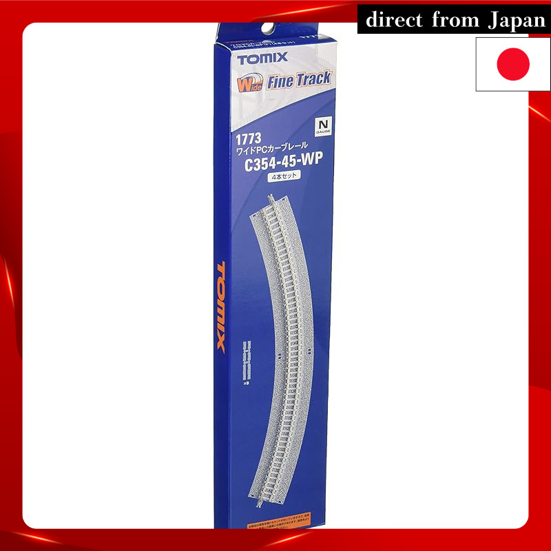 TOMIX N Scale Wide PC Curve Rail Set C354-45-WP F - 4 Pieces - Model Train Accessories
