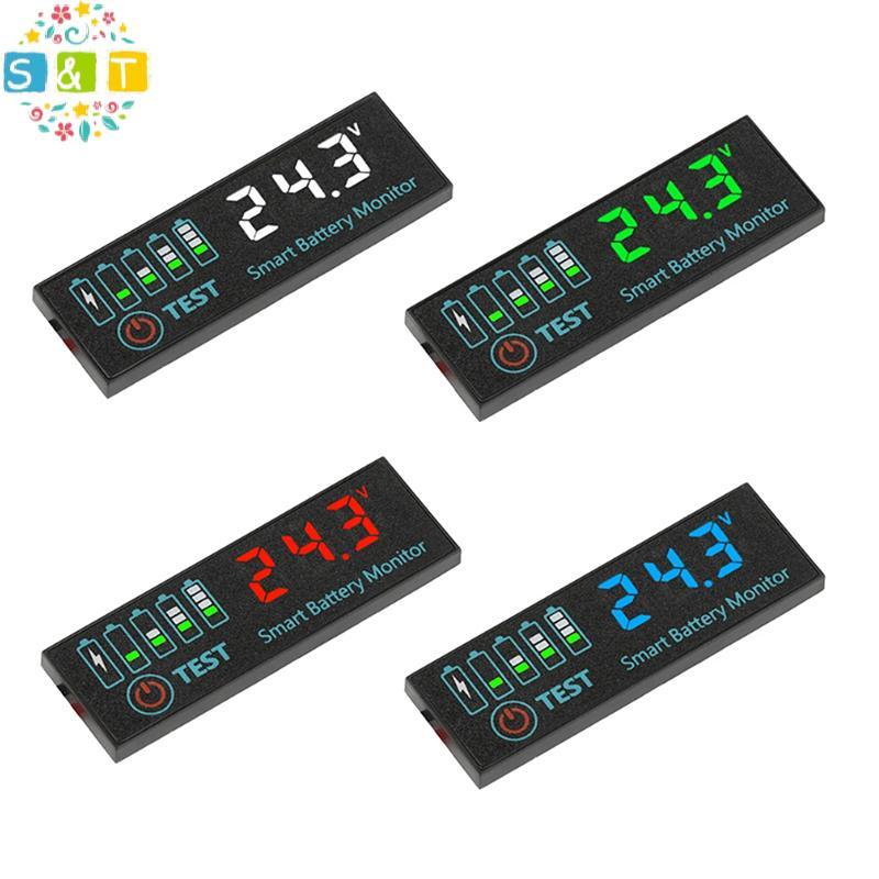 [S&T] DC 7-55V Universal Battery Charge Indicator Panel LED Indicator Acid Battery Voltage Charge In