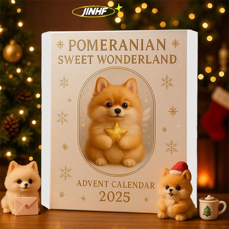 [BestBuyshop] Pomeranian Sweet Wonderland Advent Calendar 2025,24 Days Of Festive Surprises Dog Jewe