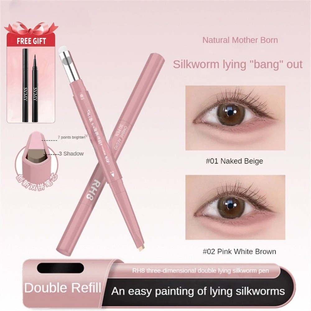 Lying Silkworm Pen 3D Lying Silkworm eye shadow ตกแต่ง Shadow Eye Brightening Halo Dye Brush
