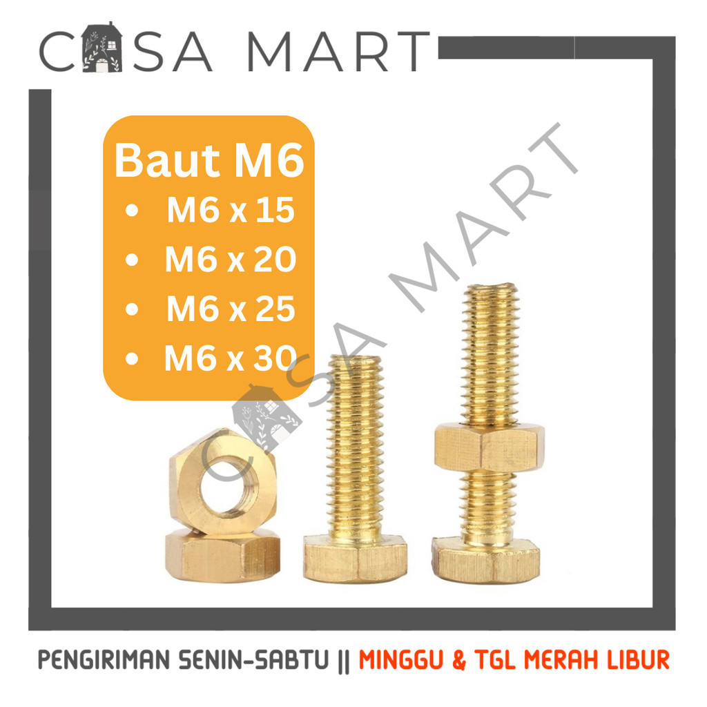 CASA MART Hex Bolt Nut 6mm Key Bolt 10 M6x15 M6x20 M6x25 M6x30 Bolt 6x15 6x20 6x25 6x30 รถจักรยานยนต