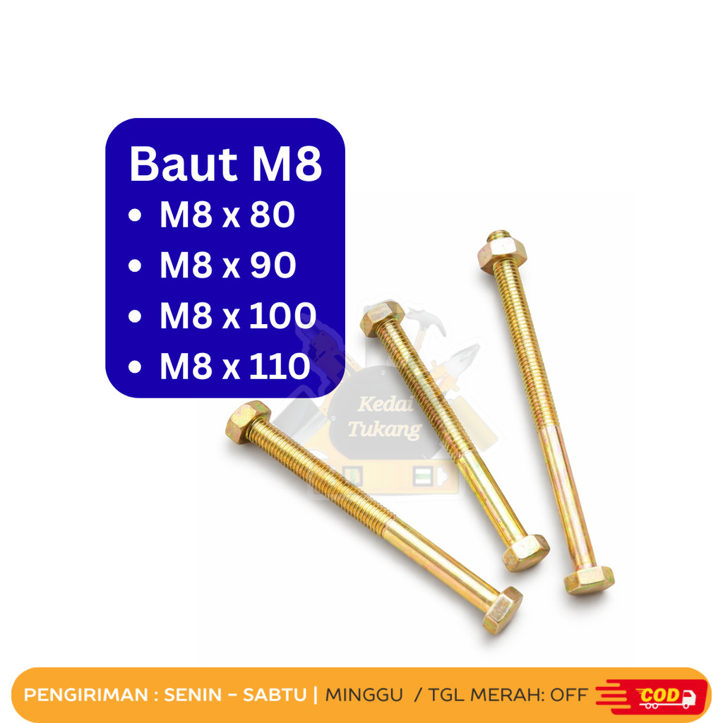 SHOPWORKMAN Hex Bolt Nut 8mm Key Bolt 12 M8x80 M8x90 M8x100 M8x110 Bolt 8x80 8x90 8x100 8x110