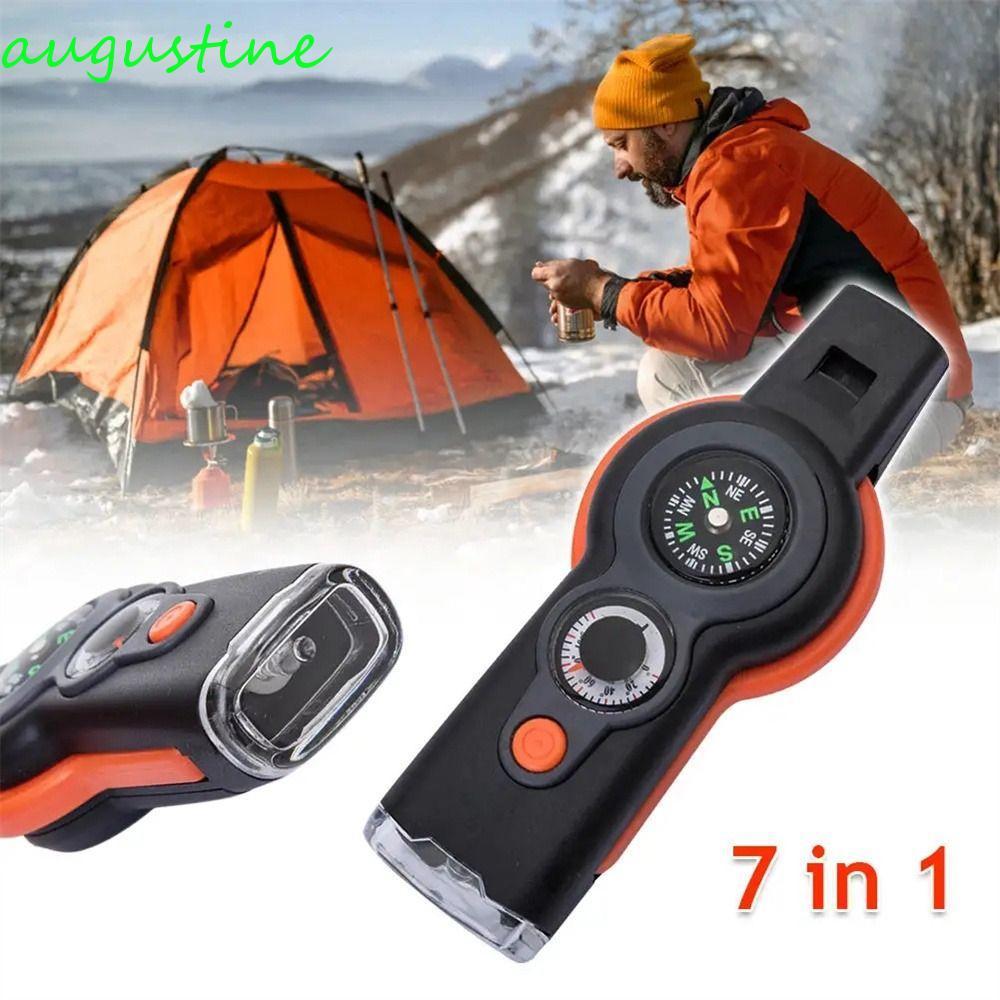 Augustine นกหวีดฉุกเฉิน 7-in-1 พร้อมไฟ LED และเข็มทิศ สำหรับการใช้งานกลางแจ้งและสถานการณ์ฉุกเฉิน