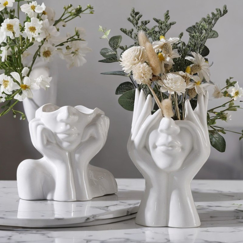 แจกันดอกไม้ดีไซน์เรียบง่ายสไตล์นอร์ดิก เหมาะสำหรับห้องนั่งเล่น ทางเข้าบ้าน ตู้ทีวี ใช้เป็นที่ใส่ปากกา ที่ใส่แปรงแต่งหน้า และตกแต่งบ้านให้ดูหรูหรา