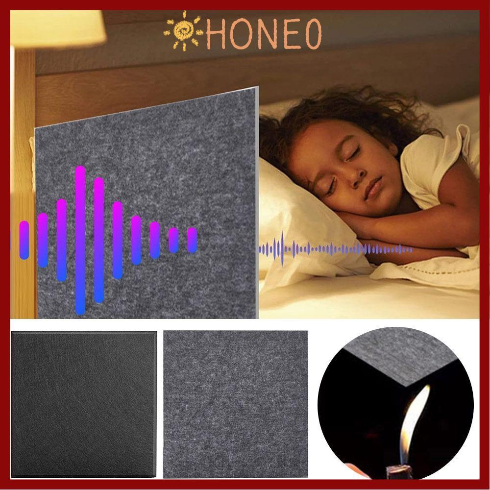 HONE 6 ชิ้น/แพ็ค โฟมดูดซับเสียง, 30x30x0.9 ซม. แผ่นกันเสียงห้องทนไฟ, DIY Self-Adhesive Eco-Friend กร