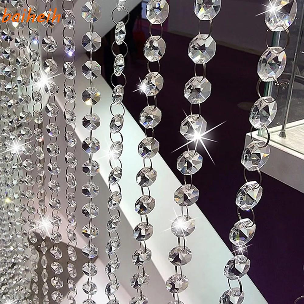 BAIHEIH ม่านลูกปัดแปดเหลี่ยม,อะคริลิคคริสตัล Garland Strand, DIY แขวน 5 เมตรอัญมณีลูกปัด Strands สําหรับงานแต่งงานวันเกิด