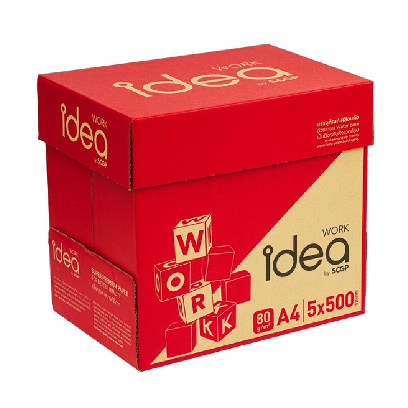 IDEA WORK กระดาษถ่ายเอกสาร A4 80แกรม (แพ็ค5รีม)