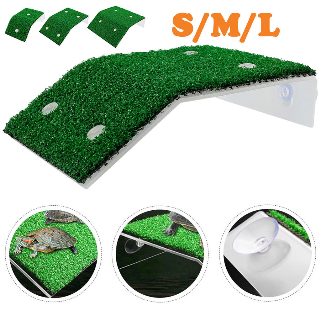 Turtle Platform Resting Simulation Habitat Lawn Ramp Island with Suction Cup Aquarium Accessories Ha