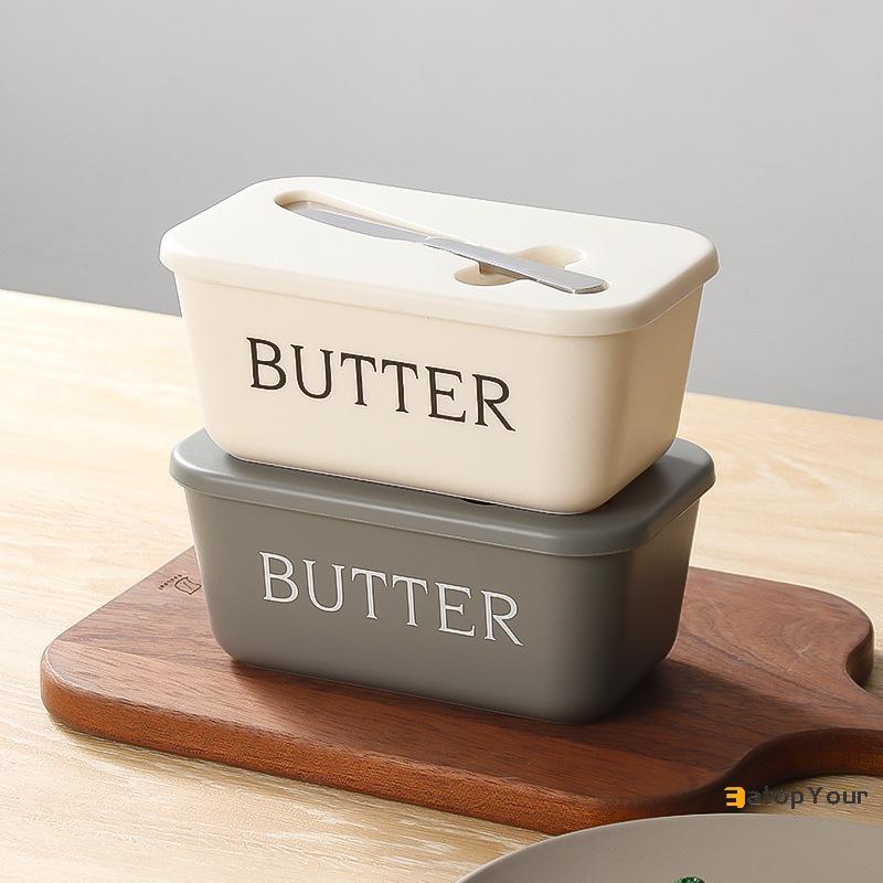 EatopYour] Butter Cheese Storage Box กล่องตัดเนยพร้อมฝาปิดและมีดเคาน์เตอร์ Butter Keeper สําหรับตู้เย็นห้องครัวใหม่