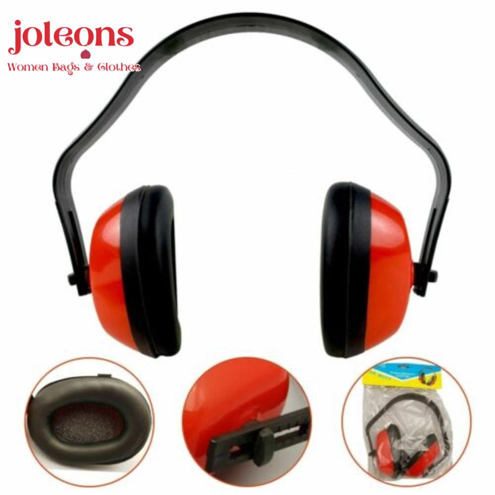 JOLEONS Ear Defenders, Plastic Red Safety Ear Muffs, Protect Comfort Adjustable Reduction Headband H