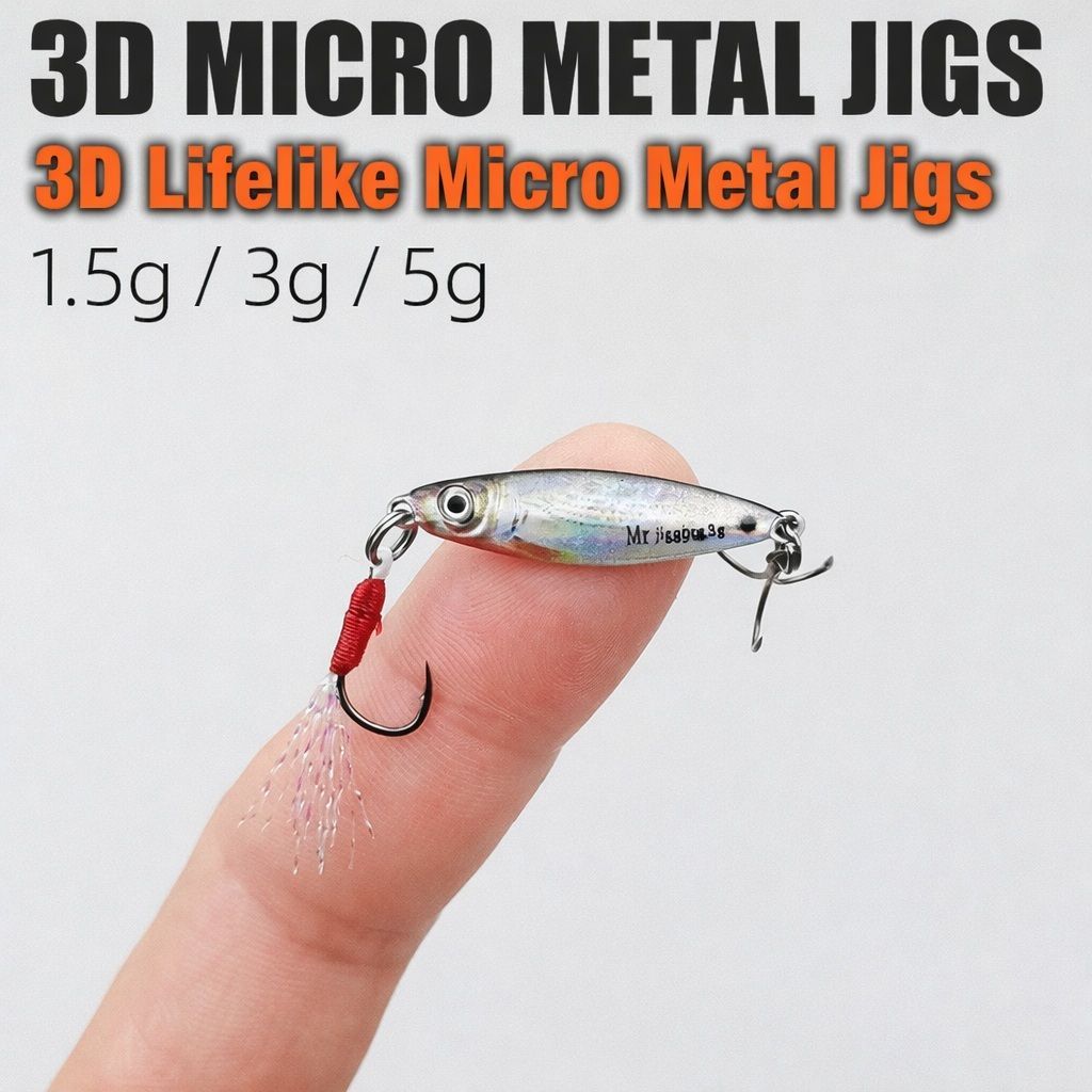 Anh J49 3g 5g Micro Jig พร้อม Assist Hook และ Treble Hook สําหรับ Ultra Light Jigging Fishing Lure