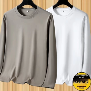 เสื้อยืดแขนยาวผู้ชาย ใส่สบายและนุ่ม ระบายอากาศได้ดี สไตล์ลำลอง