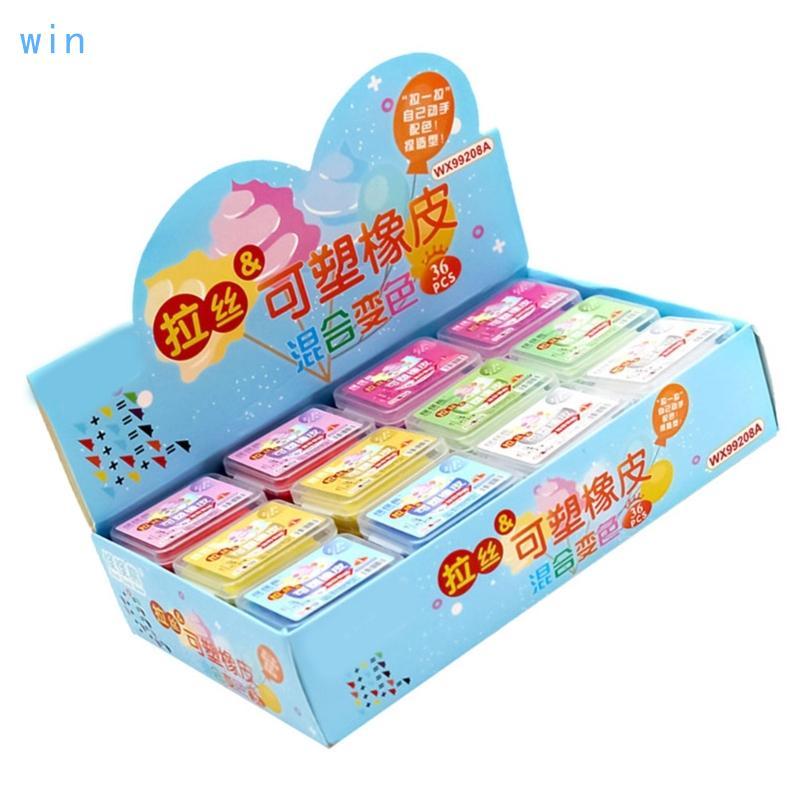 Win 36 ชิ้นชุดนวดยางลบวาดยางลบนวดยางลบนุ่มแม่พิมพ์ยางลบศิลปินยางลบสํานักงานโรงเรียน Suppli