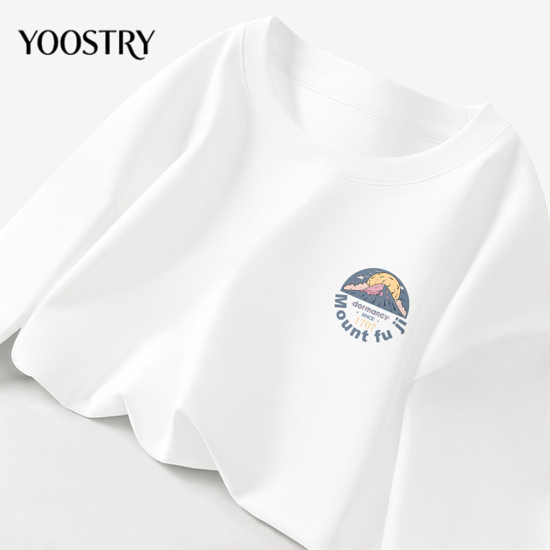 YOOSTRY เสื้อยืดผู้ชาย Cotton 100% ทรงหลวม คอกลม ผ้านุ่ม ใส่สบาย ระบายอากาศดี ไซซ์ใหญ่ S-4XL