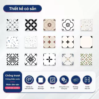 สติ๊กเกอร์ติดพื้น MORCART 11.8" x 11.8" กันน้ํา ติดตั้งง่าย สติ๊กเกอร์พื้น DIY ลายหินขัด เหมาะสําหรับห้องน้ํา ห้องครัว และผนัง มี 1 / 10 ชิ้น