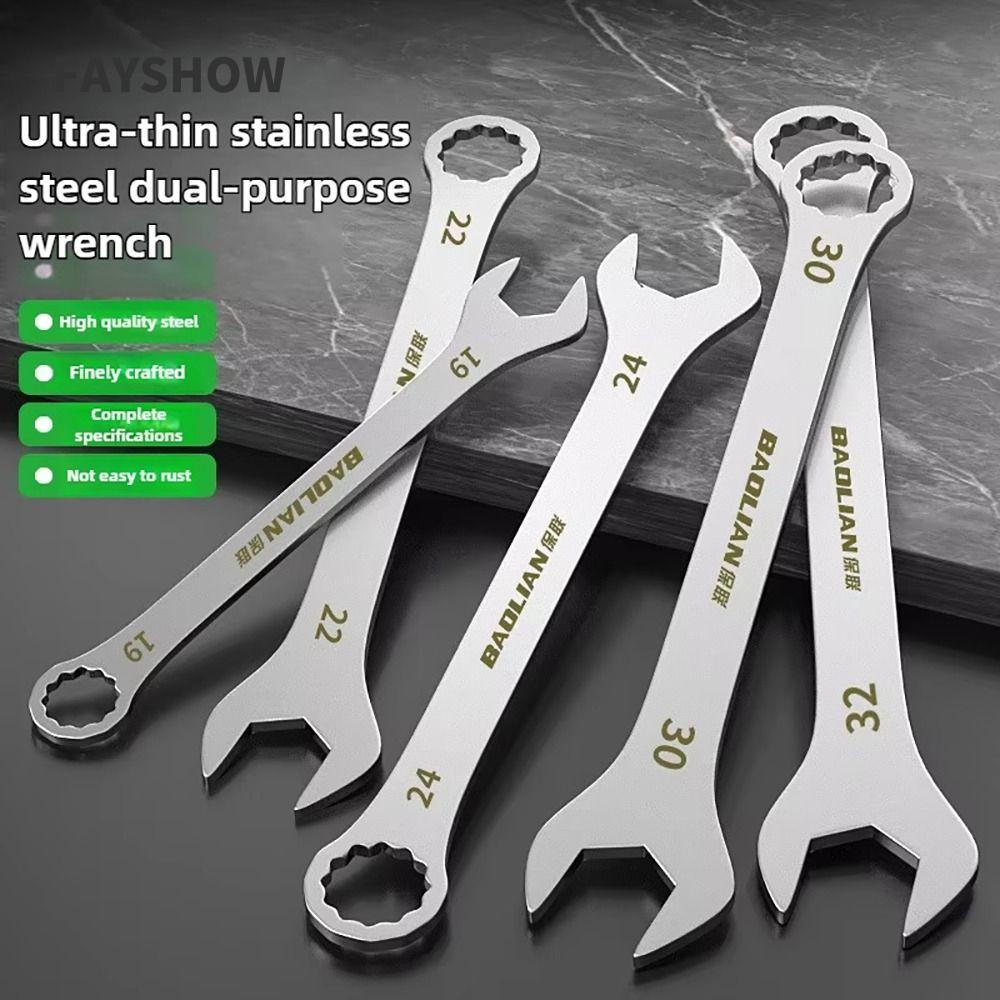FAYSHOWTH 1 ชิ้นประแจปลายเปิดบางเฉียบ,Double-end ความหนา 3 มม.RATCHET Spanner, 5-32 มม.Multi-end ประแจจักรยานรถจักรยานยนต์รถซ่อมเครื่องมือ