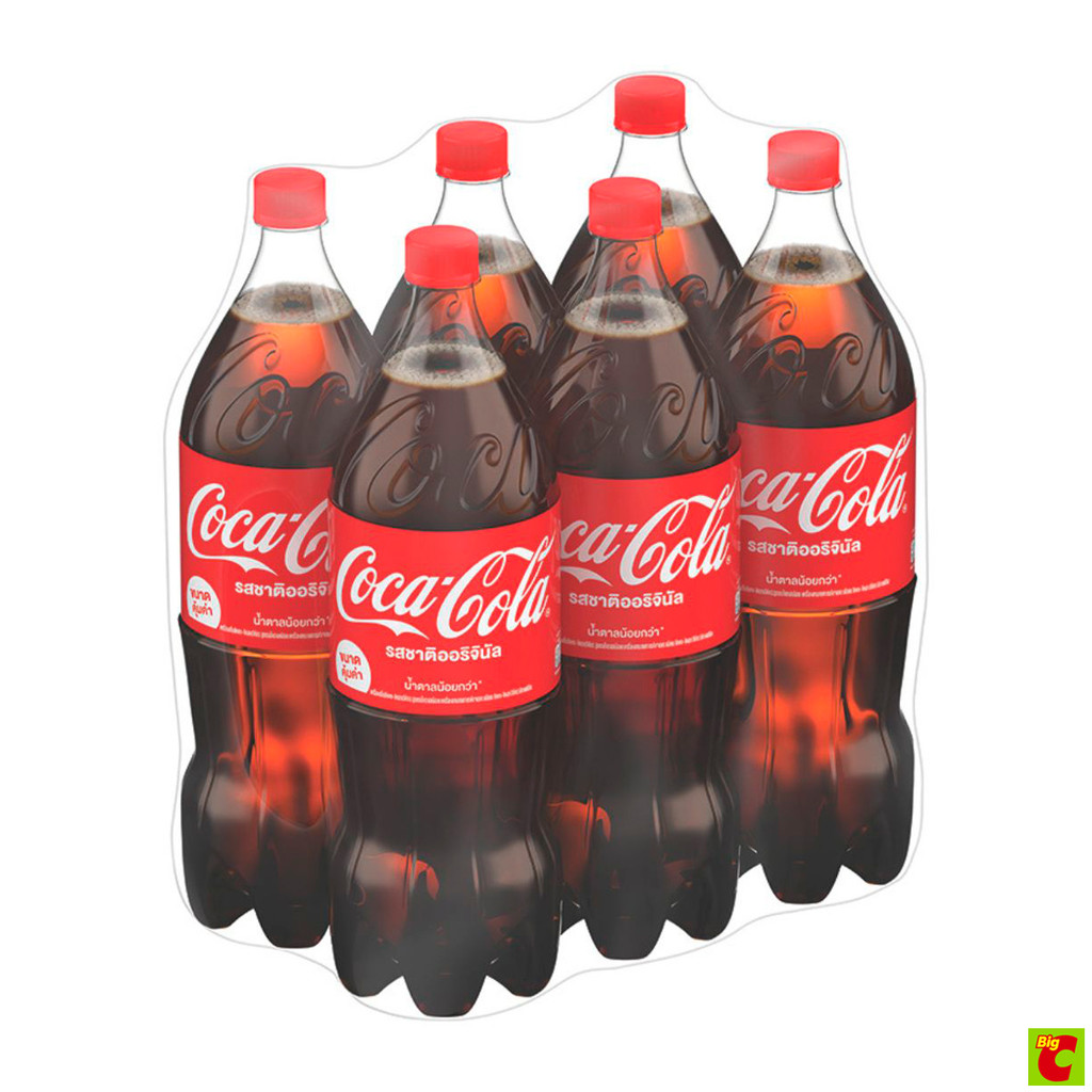โค้ก น้ำอัดลม รสออริจินัล สูตรน้ำตาลน้อยกว่า 1.95 ล. x 6 ชิ้น