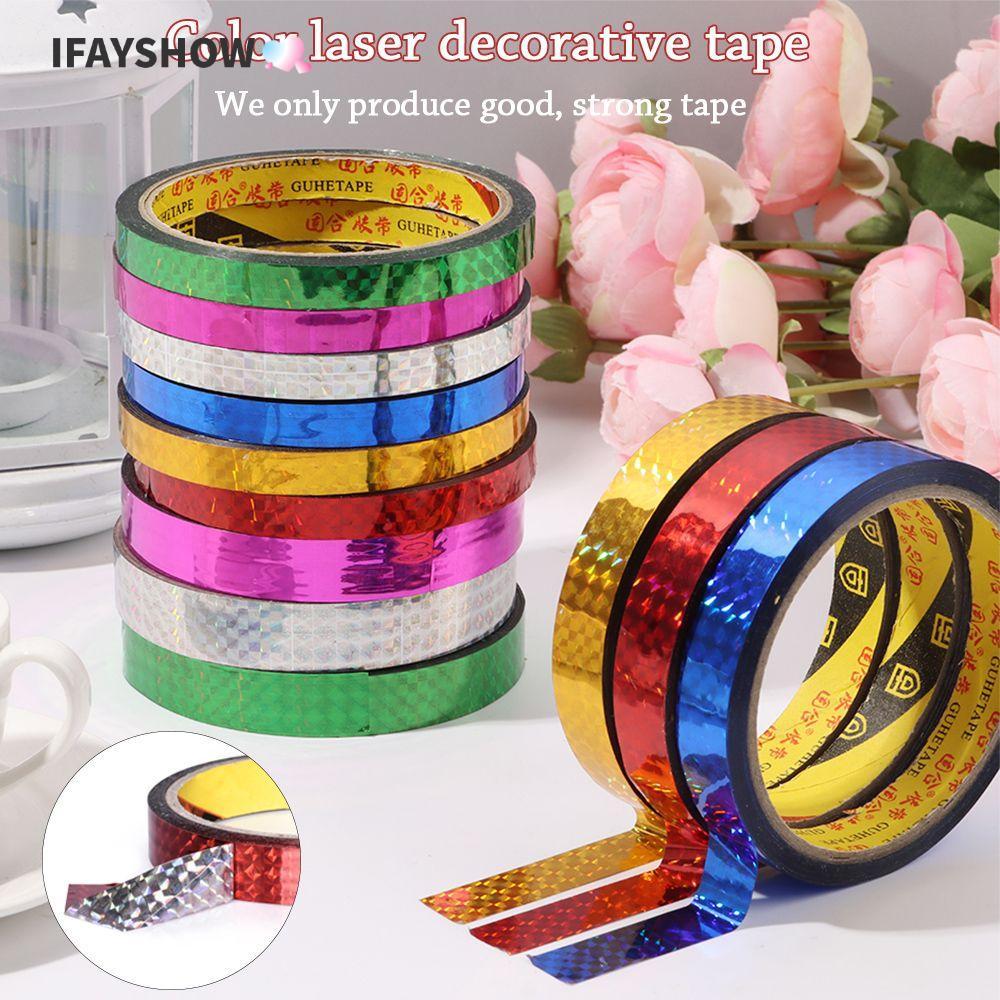 IFAYSHOW เทปเลเซอร์เทปสํานักงานเครื่องเขียนสีสันสดใสตกแต่งเหนียว