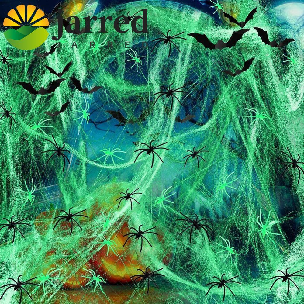 JARRED Luminous Spider Web, 3/6/10 เมตรยืดเรืองแสงใน Dark Spider Web, สยองขวัญ Props โพลีเอสเตอร์นํา