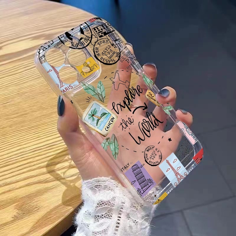 🔥สินค้าพร้อมส่ง!✈️เคสเที่ยวทั่วโลกสไตล์สติกเกอร์ เคส iPhone17 16 15 Pro Max 14 13 12 11 XSเคสเที่ยวทั่วโลกสไตล์Ins