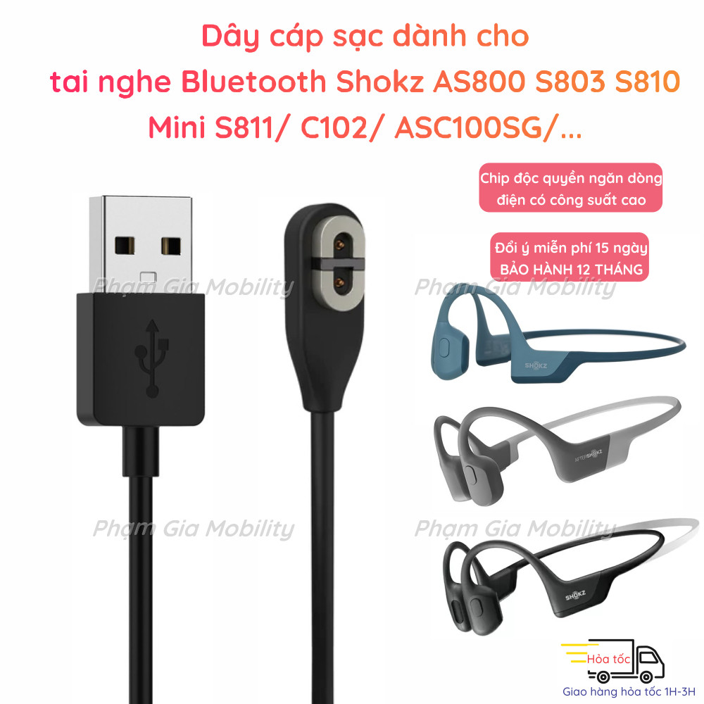 (BH 12 Th) สายชาร์จสําหรับ Shokz Aftershokz Aeropex C102/ AS800/ S803/ S810/ OpenRun Mini S811 ชุดหู