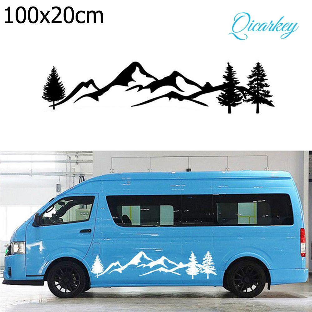 Qicarkey QICARKEY สติ๊กเกอร์ติดรถยนต์ 100 ซม. SUV RV Camper Tree Mountain