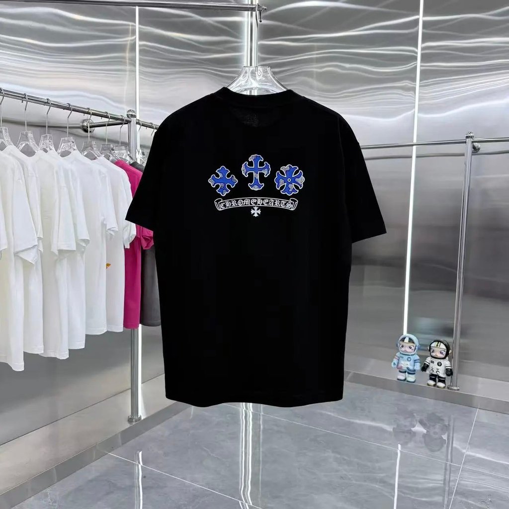 โลโก้ด้านหน้าด้านหลังรอบคอT Plantคลาสสิกแขนสั้นสีดําผลิตภัณฑ์Matchหลวมอินเทรนด์Sscผู้ชายผู้หญิงสบายเ