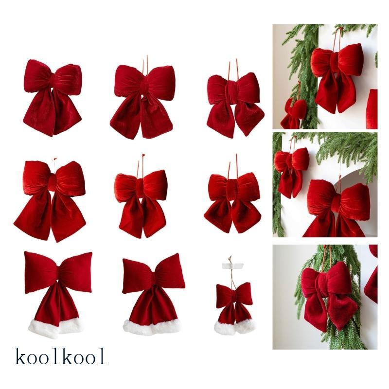 Kool Velvets Christmas Bowknot Ornament สําหรับตกแต่งต้นไม้วันหยุดและงานปาร์ตี้ในเทศกาล