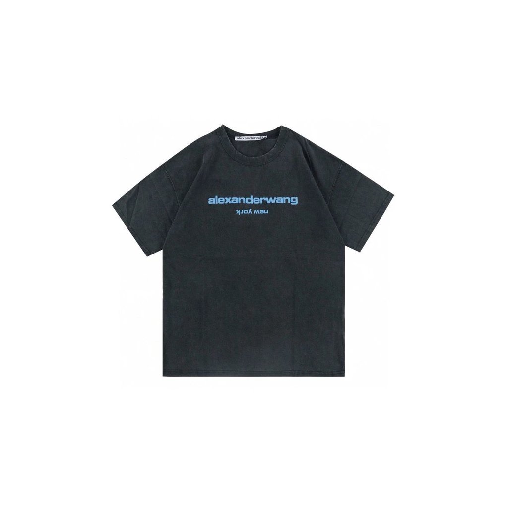 Alexander Wang 22SS เสื้อยืดแขนสั้น สีโฟมล้างซักพร้อมโลโก้