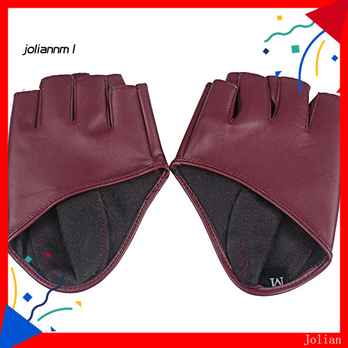 [JM] Lady Fashion Faux Leather Half Finger Gloves Driving Pole Dancing Show Gloves