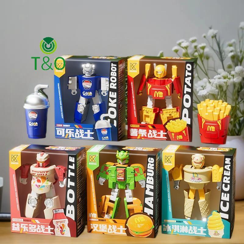 [T&OT] 1 ชิ้น Dual Form Transform หุ่นยนต์ของเล่นจําลองไอศกรีม Burger Play House Transform Mech ของเ