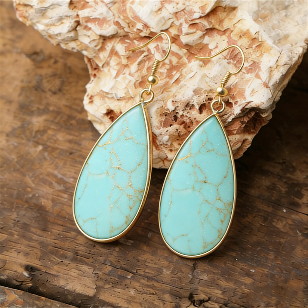 ต่างหูหินธรรมชาติ Rose Quartz/Amazonite/Zebra หิน/Green Balmatin/Rose Quartz สําหรับผู้หญิงรักของขวั