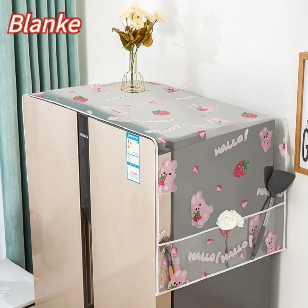 BLANKE ผ้าคลุมกันฝุ่นตู้เย็น, พรุ่งนี้ กันน้ําล้างทําความสะอาดได้ฝาครอบกันฝุ่นพร้อมถุงเก็บการพิมพ์การ์ตูนอเนกประสงค์ในครัวเรือนฝาครอบเครื่องป
