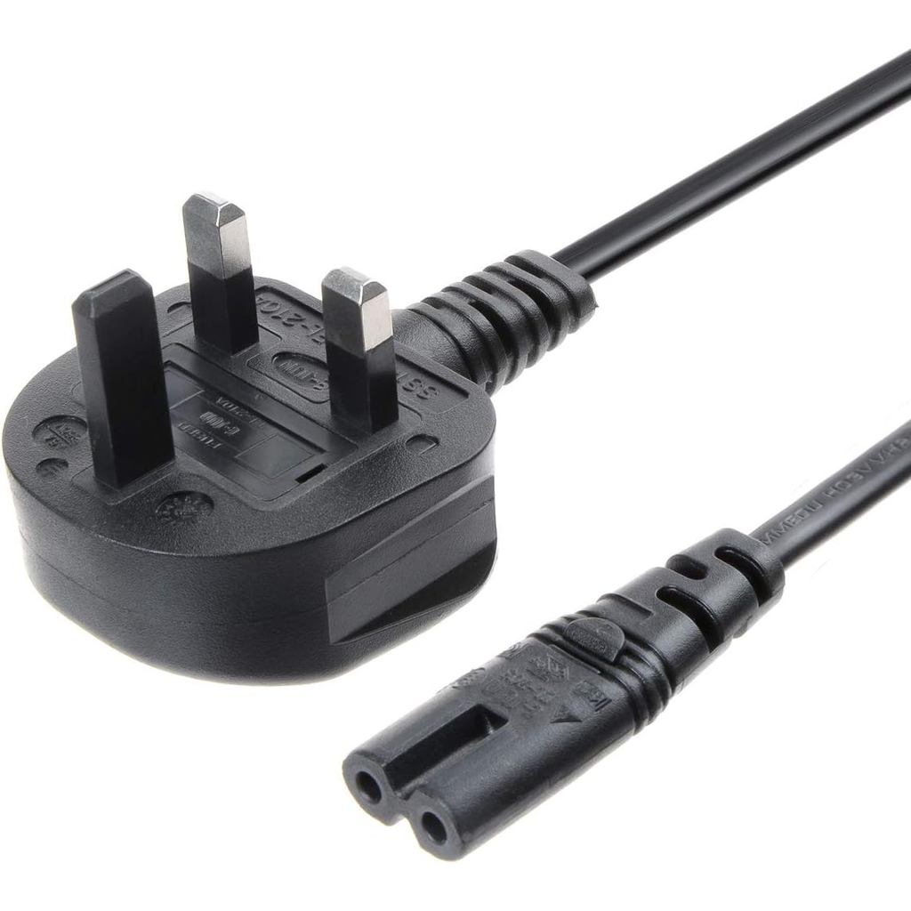 UK AC Power Cable (IEC320-C7 to BS1363), Universal UK Plug 2 Slot Printer Power Cord Cable, Non-Pola