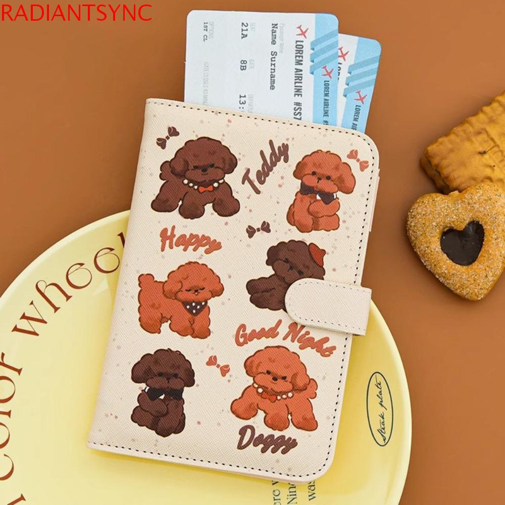 RADIANTSYNC Puppy Passport Cover พร้อมช่องใส่การ์ด, Card Case มัลติฟังก์ชั่นแมวหนัง Passport Bag, เครื่องบิน Check-in กันน้ําโฟลเดอร์ตั๋ว RFID Blocking Passport คลิปชาย