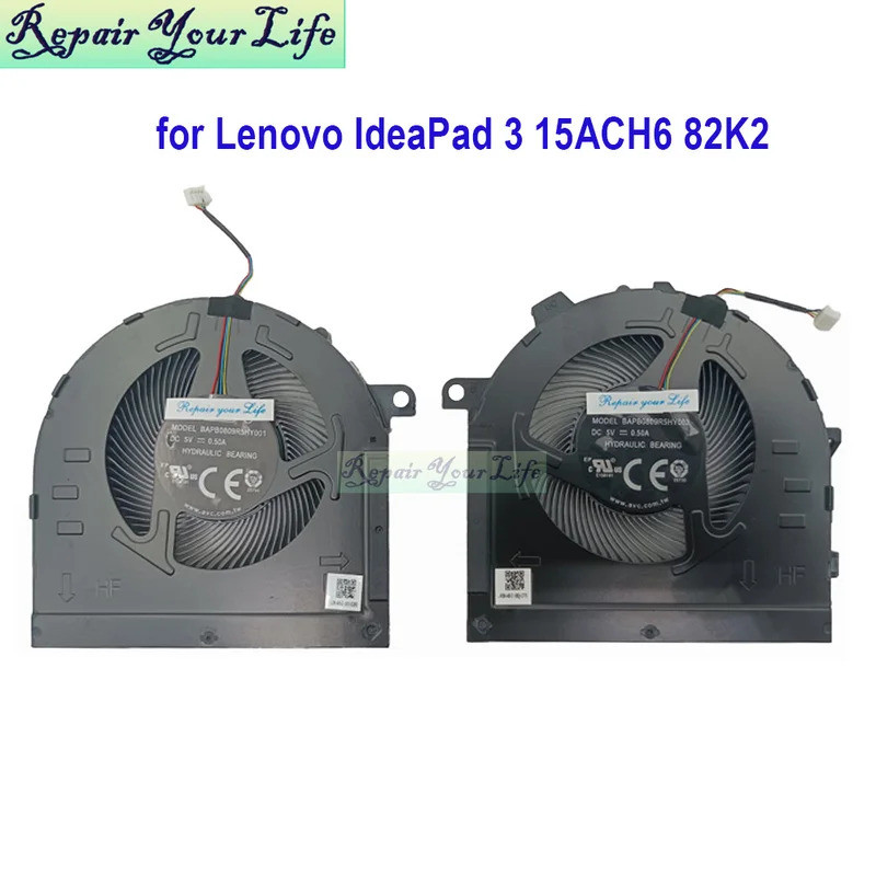 CPU GPU พัดลมระบายความร้อนสําหรับ Lenovo Ideapad Gaming 3 15ACH6 82K2 3-15ACH6 โน้ตบุ๊ค Cooler หม้อน