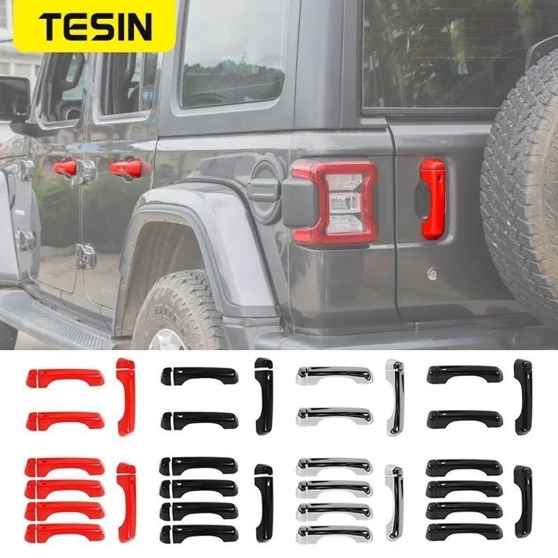 TESIN สําหรับ Jeep Wrangler JL 2018 + รถด้านนอกด้านข้างประตู Tailgate Handle ตกแต่งฝาครอบสติกเกอร์สํ