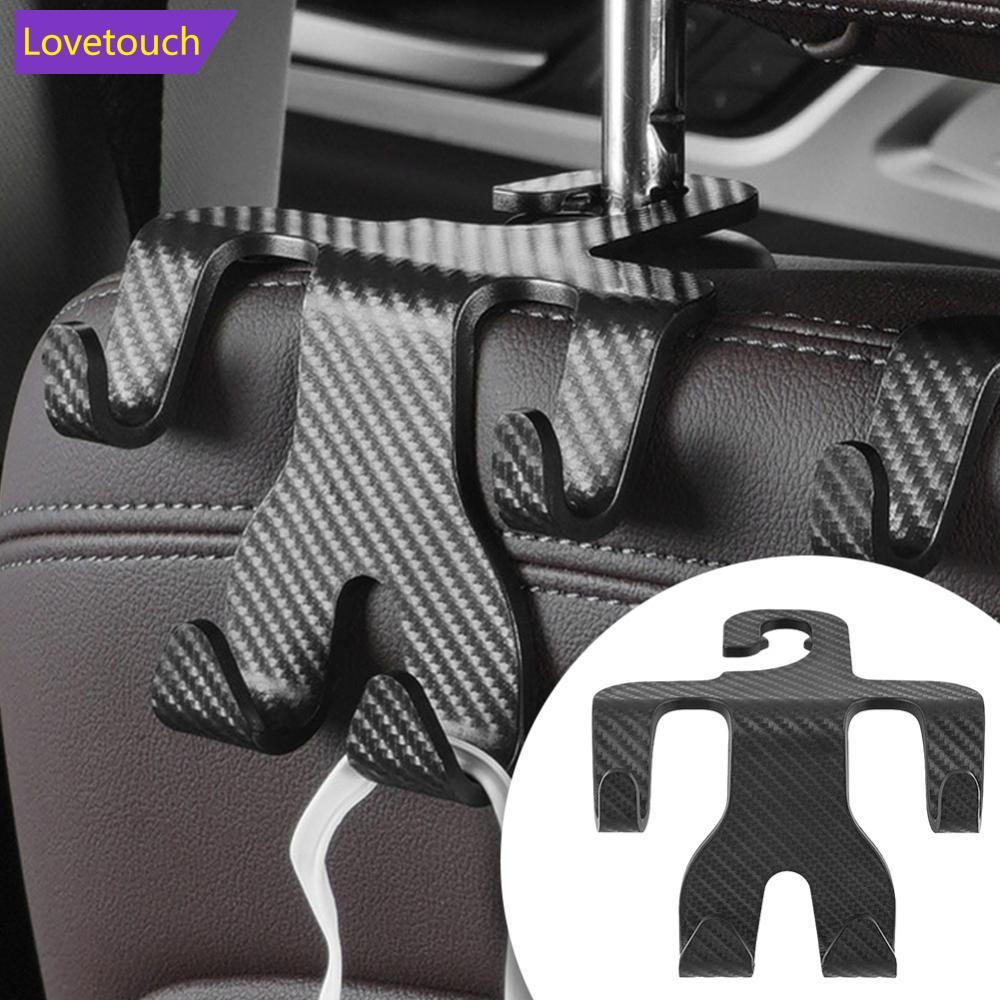 LOVETOUCH 2 in 1 Car Seat Headrest Hook และขาตั้งโทรศัพท์ Headrest แขวนผู้ถือคาร์บอน Fibr รูปแบบรถที