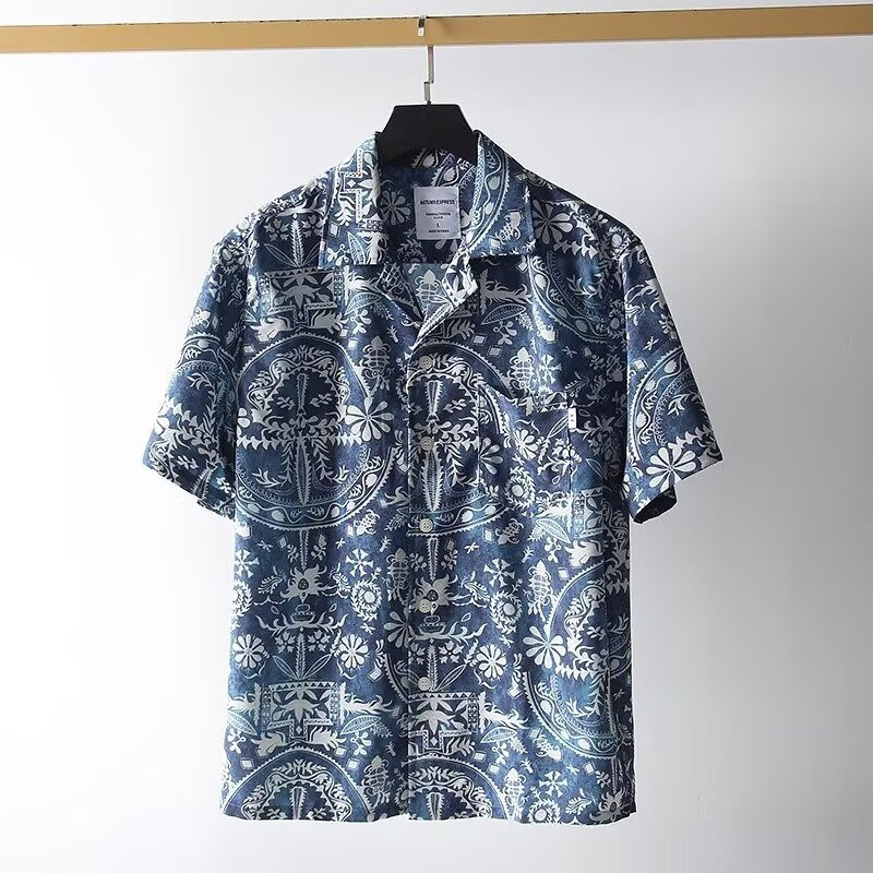 EERSHENSHI เสื้อเชิ้ตแขนสั้นลายดอกไม้แฟชั่นสําหรับผู้ชายฤดูร้อนอินเทรนด์ลําลอง